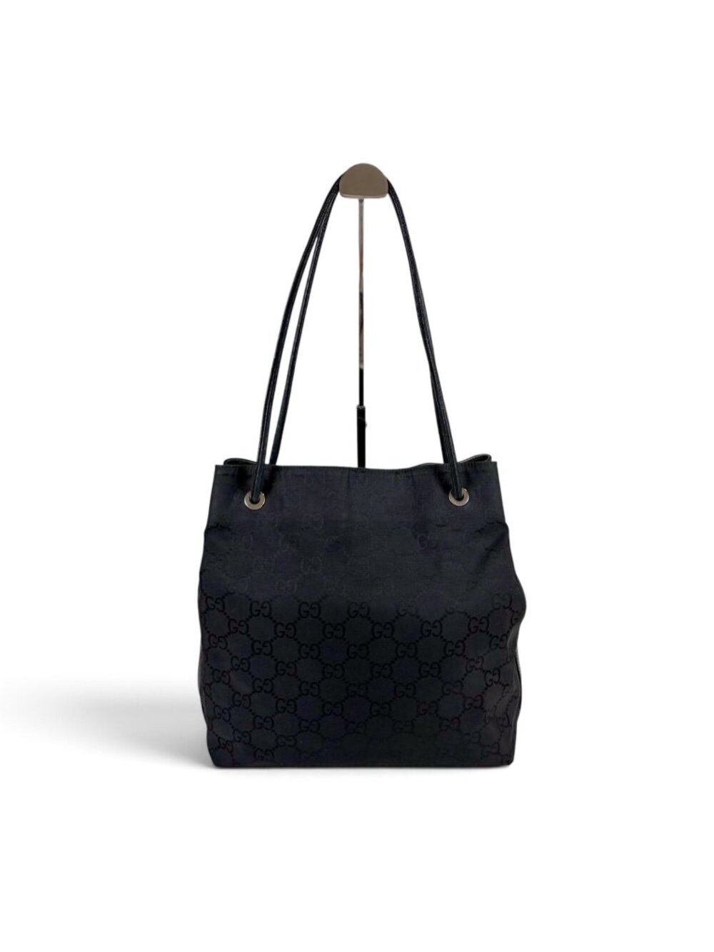 Gucci GG Nylon Canvas Shoulder Bag Tote Black